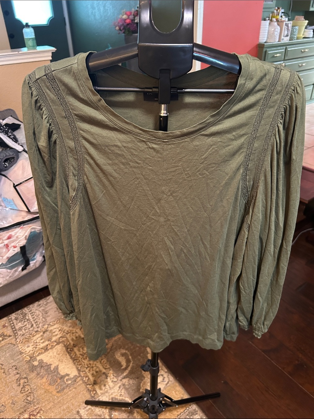 Lane Bryant Olive Green Long-Sleeve Scoop Neck Tunic